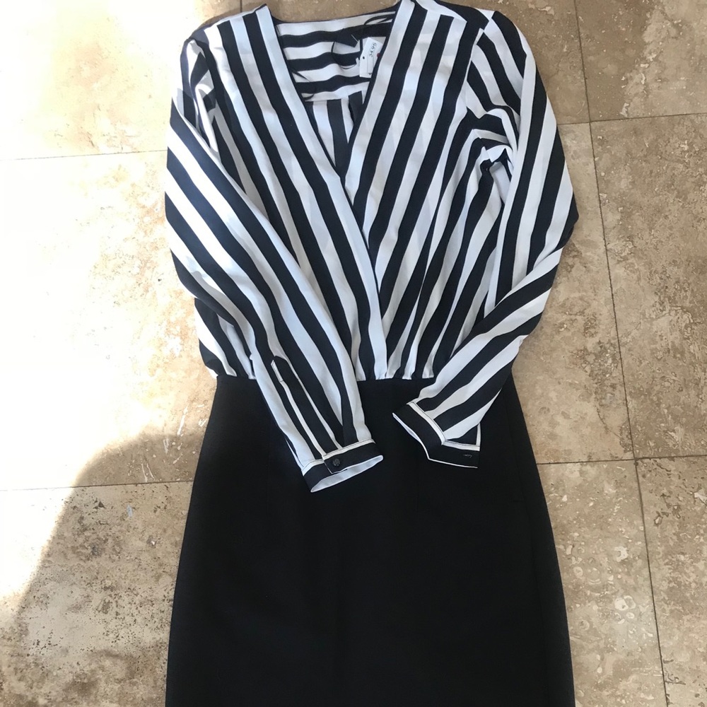 NWT H&M black and white striped dress size 6